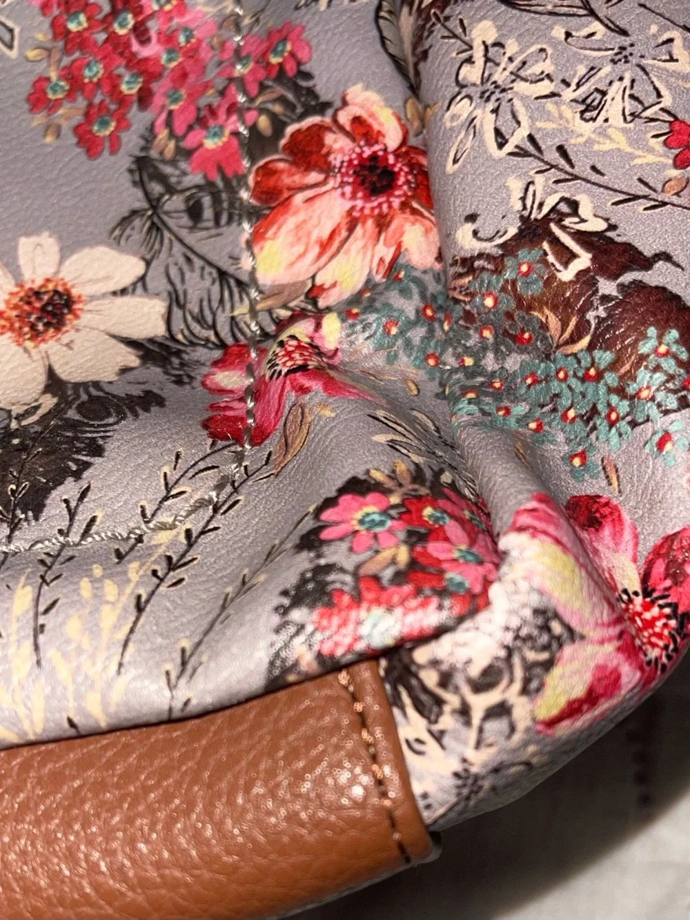 Floral Brown Accent Backpack - Women Bags